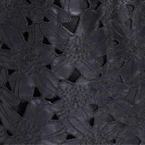 JOA Floral Cutout Black Faux Leather Short Sleeve Mini Dress Size Small NEW - Picture 7 of 7